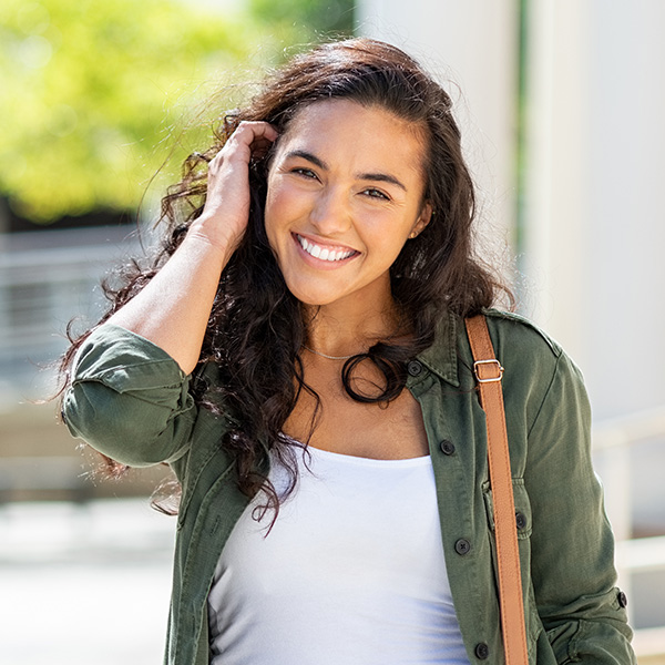 Woman smiling showing her white teeth