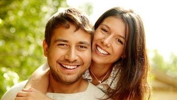 Couple smiling