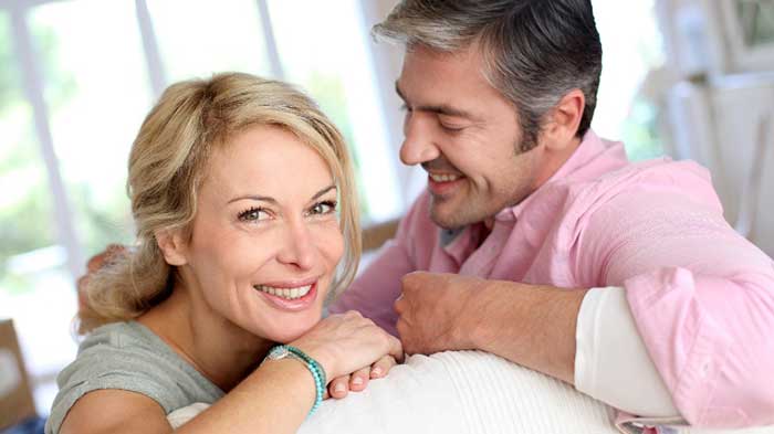 Couple smiling