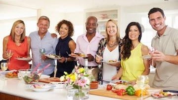 A group of people having a party