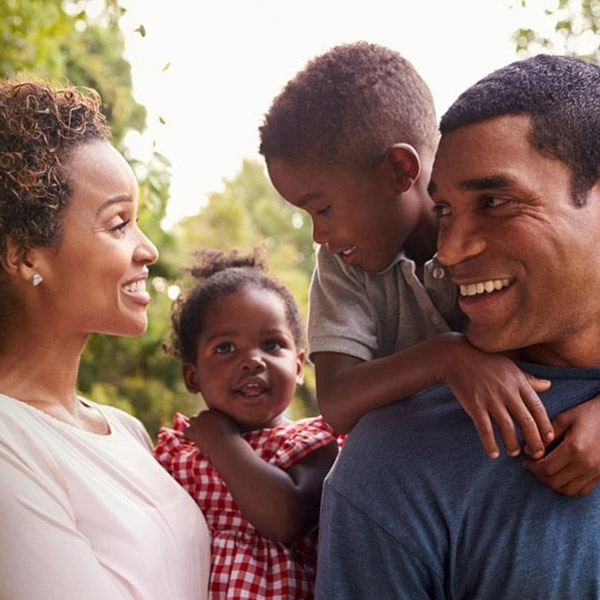 family of four spending time together