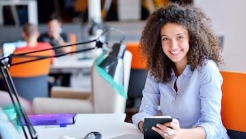 A girl teen curling hired smiling 