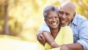 Old couple smiling