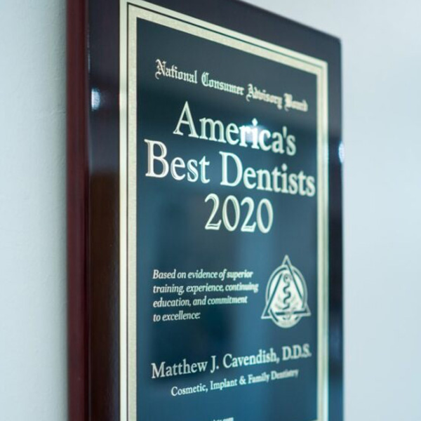 Award picture frame in Dr. Matthew J Cavendish's office